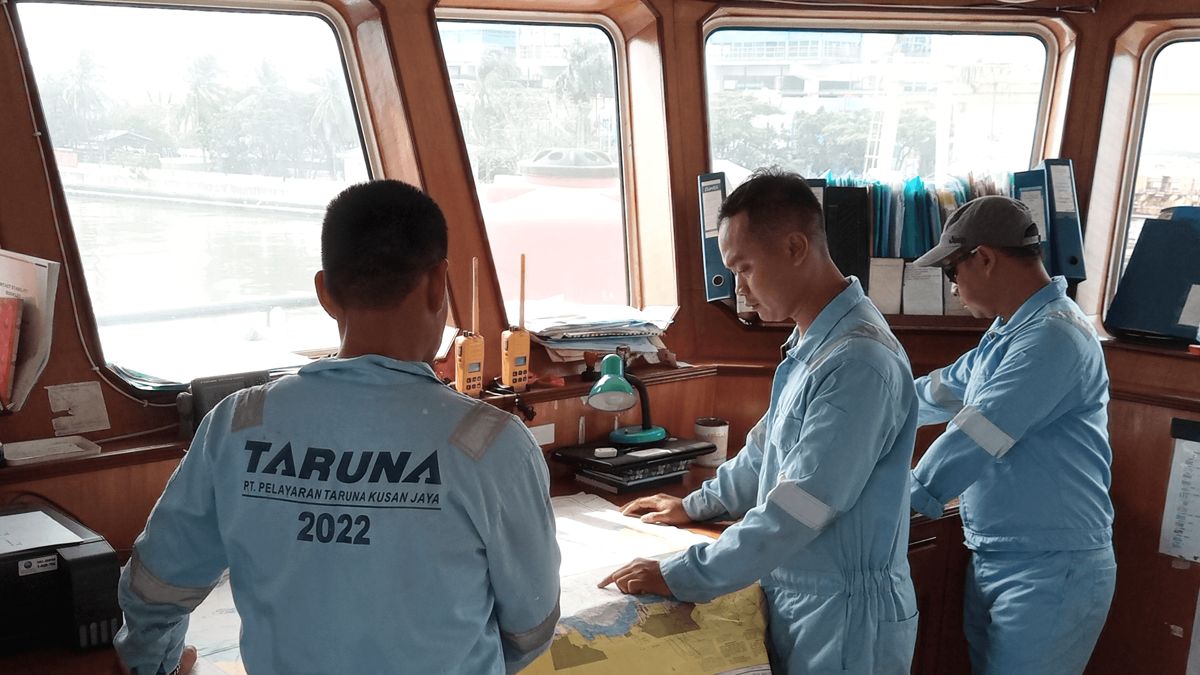 Crew Studying Passage Way